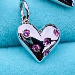 Tiffany & Co Pink Sapphire Etoile Heart Charm in Silver